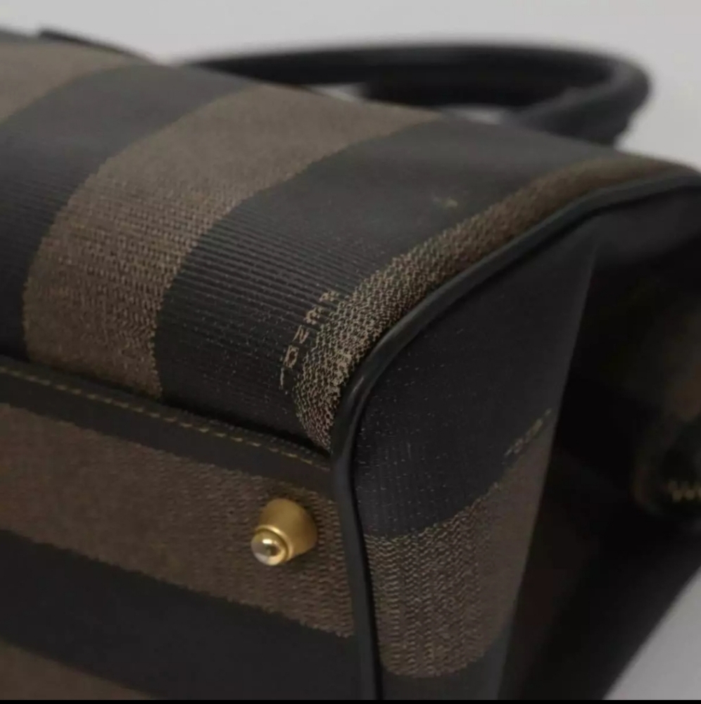 FENDI PECAN CANVAS HANDBAG BROWN/BLACK - Picture 9 of 16